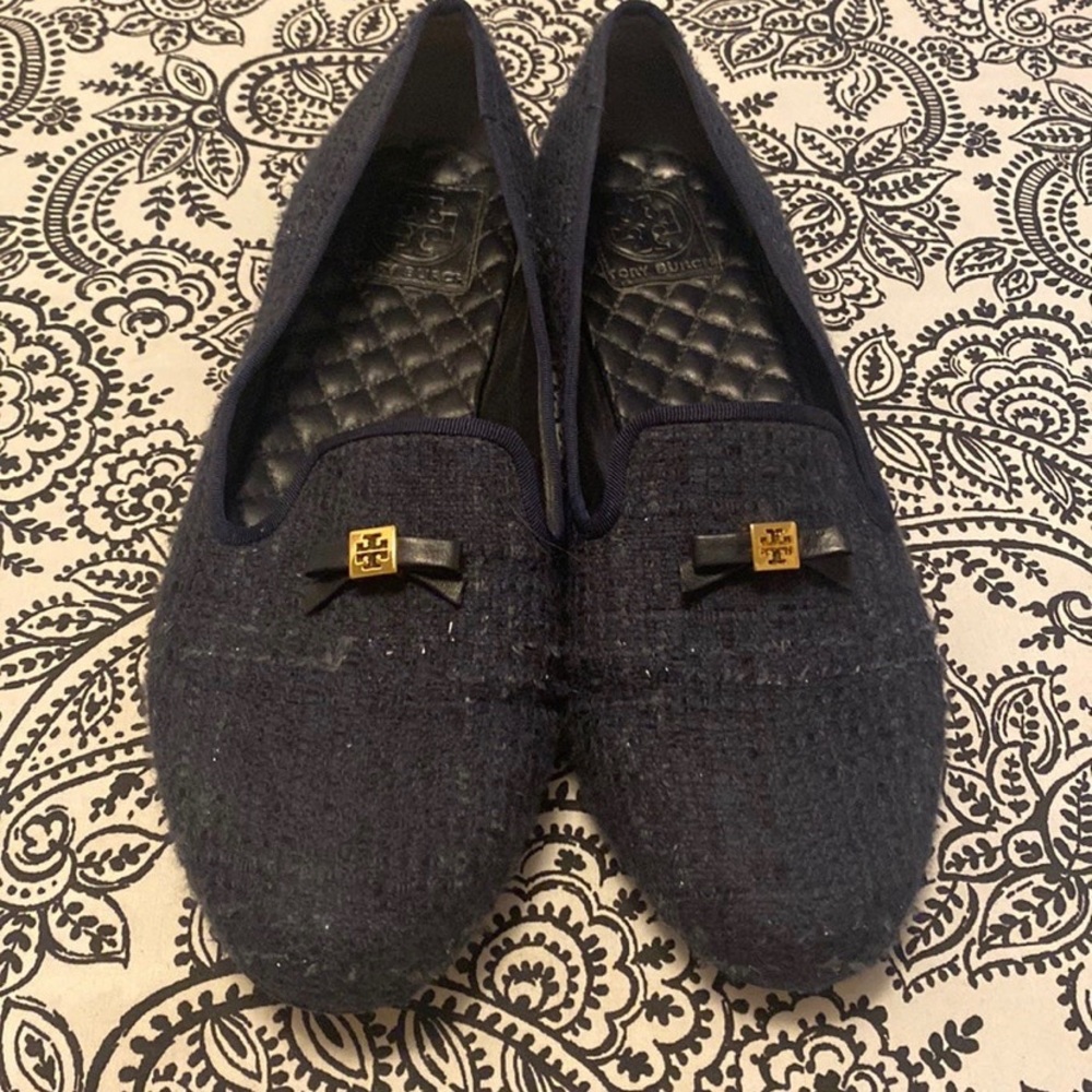 Tory Burch loafers navy tweed - Picture 1 of 10